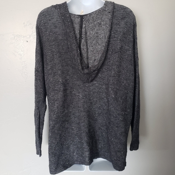 Eileen Fisher Women's Large Charcoal Grey Long Sleeve Hooded Sweatshirt Top - Picture 5 of 8